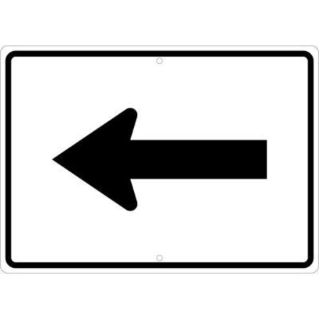 NATIONAL MARKER CO NMC Traffic Sign, Auxiliary Arrow Left, 15in X 21in, White TM502J